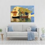 Canvas print Fisherman's house with boats, Oikonomou M.
