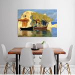 Canvas print Fisherman's house with boats, Oikonomou M.