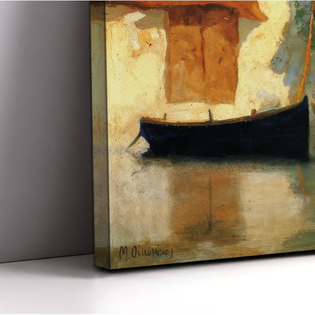 Canvas print Fisherman's house with boats, Oikonomou M.