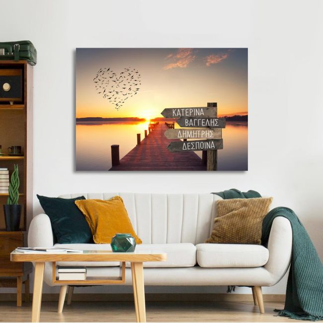 Canvas printfamile names sign, dock