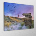 Canvas printfamile names sign, lighthouse