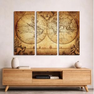 Canvas print Vintage world map 1733,3 panels