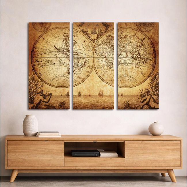 Canvas print Vintage world map 1733,3 panels