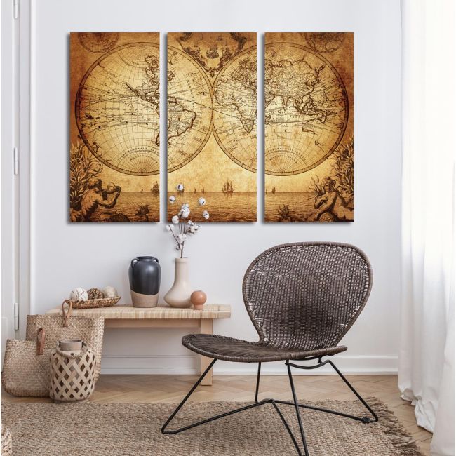 Canvas print Vintage world map 1733,3 panels