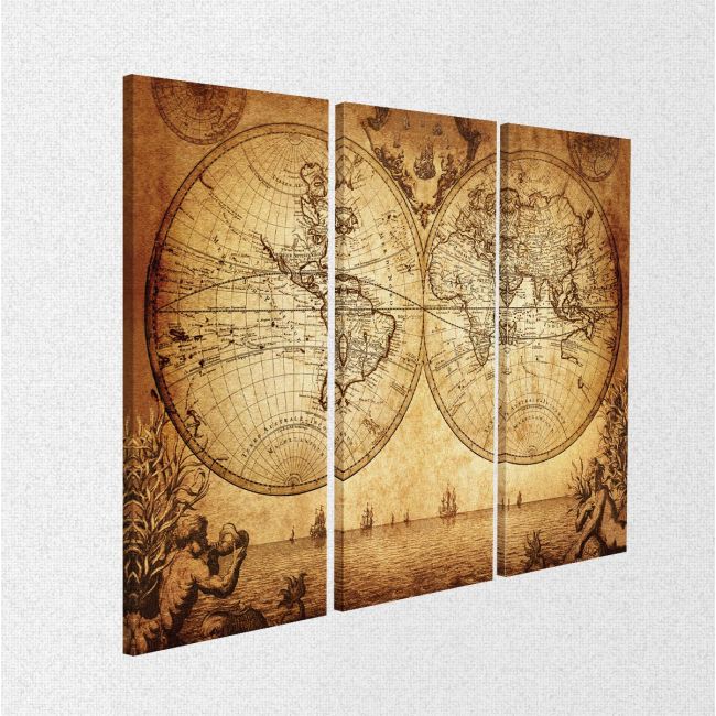 Canvas print Vintage world map 1733,3 panels