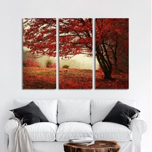 Canvas print Red forest,3 panels