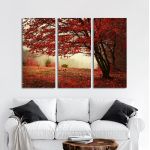 Πίνακας σε καμβά Red forest, τρίπτυχος