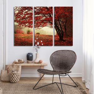 Πίνακας σε καμβά Red forest, τρίπτυχος 2