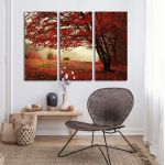 Canvas print Red forest,3 panels