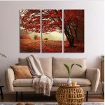 Πίνακας σε καμβά Red forest, τρίπτυχος