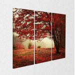 Canvas print Red forest,3 panels