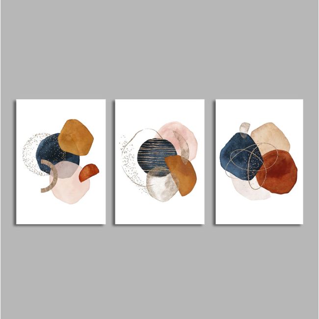 Watercoloured abstract shapes, αφίσα, κάδρο τρίπτυχο