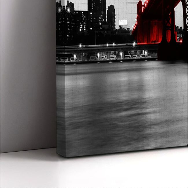 Πίνακας σε καμβά Red Manhattan bridge, τρίπτυχος