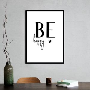 Be happy typography, αφίσα, κάδρο