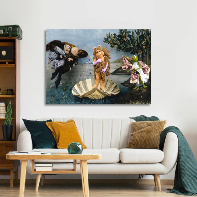 Canvas print The birth of a Muppetreart (original, Botticelli)