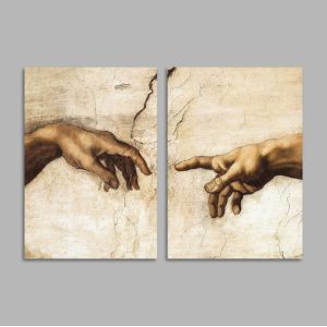 Poster The creation of Adam, Michelangelo 2 panels 2