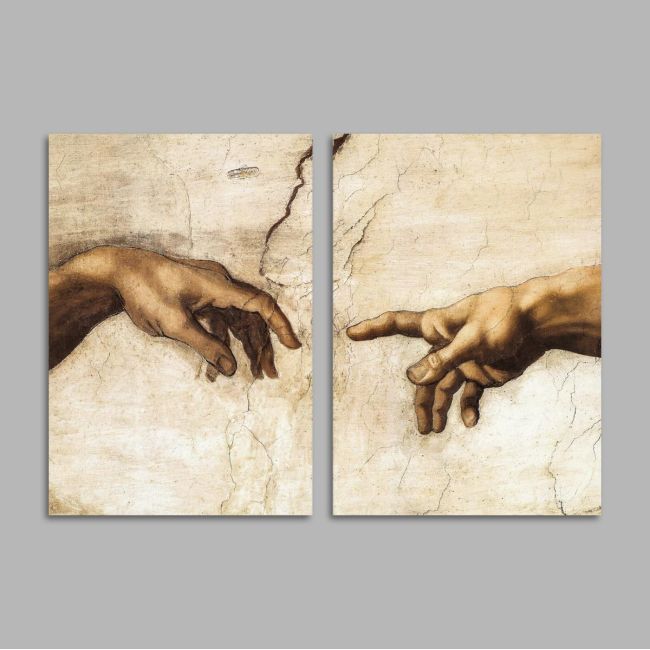 The creation of Adam, Michelangelo, αφίσα, κάδρο δίπτυχο