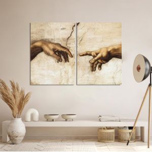 Canvas print The creation of Adam, Michelangelo, two panels