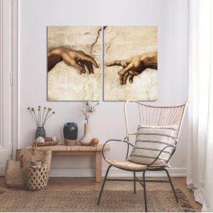 Canvas print The creation of Adam, Michelangelo, two panels 2