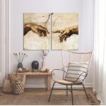 Πίνακας σε καμβά The creation of Adam, Michelangelo, δίπτυχος