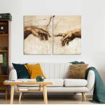 Πίνακας σε καμβά The creation of Adam, Michelangelo, δίπτυχος