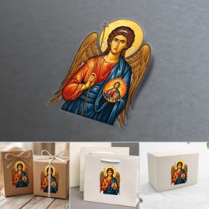 Αυτοκόλλητη ετικέτα σχήματος αγγέλου, βυζαντινής αγιογραφίας. Ιδανική για δώρα.