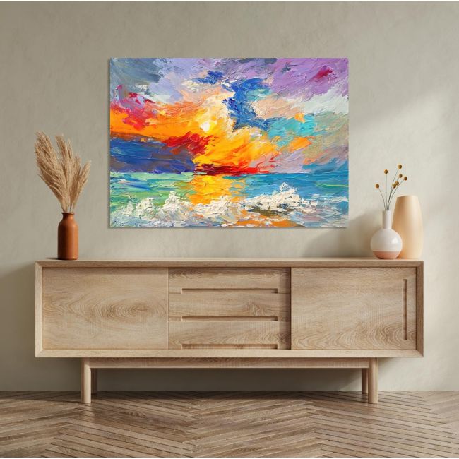 Πίνακας σε καμβά Impasto sunrise, over the sea