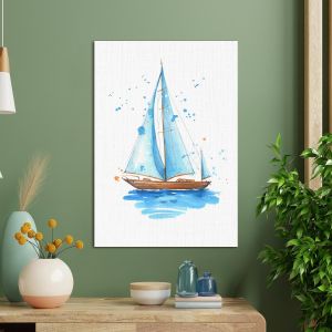 Canvas print,Sailing boat hand painted watercolor