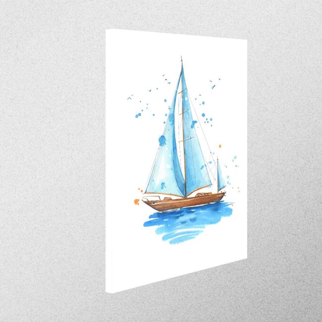 Canvas print,Sailing boat hand painted watercolor