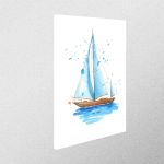 Canvas print,Sailing boat hand painted watercolor