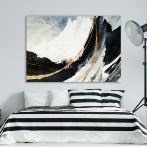 Πίνακας σε καμβά Abstract mountains golden lines 