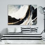 Canvas print Abstract mountains golden lines