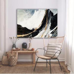 Πίνακας σε καμβά Abstract mountains golden lines  2