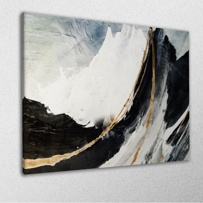 Πίνακας σε καμβά Abstract mountains golden lines 