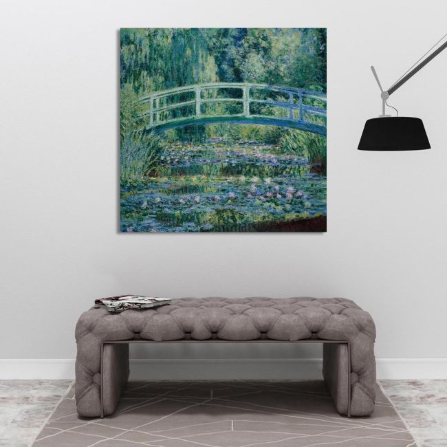 Canvas print Water lilies and Japanese bridge, Monet