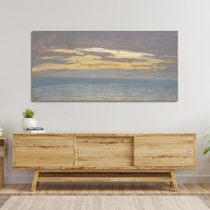 Canvas print View of the sea at sunset, Monet C, reproduction