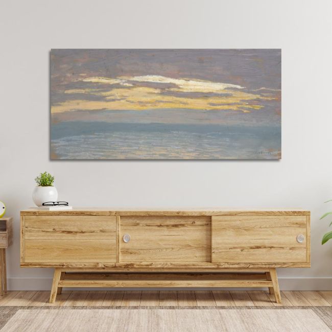 Canvas print View of the sea at sunset, Monet C, reproduction