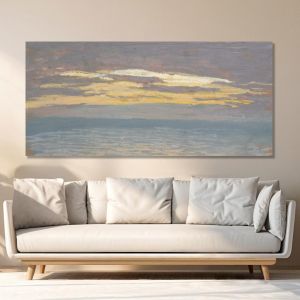 Canvas print View of the sea at sunset, Monet C, reproduction 2