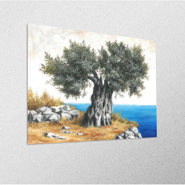 Canvas print Olive tree by the sea