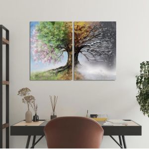 Πίνακας σε καμβά Four season tree, δίπτυχος