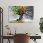 Πίνακας σε καμβά Four season tree, δίπτυχος