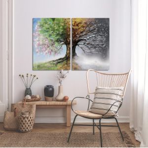 Πίνακας σε καμβά Four season tree, δίπτυχος 2