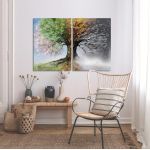 Canvas print Four season tree, two panels