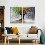 Πίνακας σε καμβά Four season tree, δίπτυχος