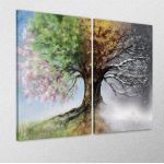 Πίνακας σε καμβά Four season tree, δίπτυχος