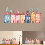 Kids wall stickers Houses in a row, art 1