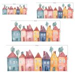 Kids wall stickers Houses in a row, art 1
