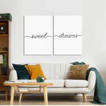 Πίνακας σε καμβά Sweet dreams minimal, δίπτυχος