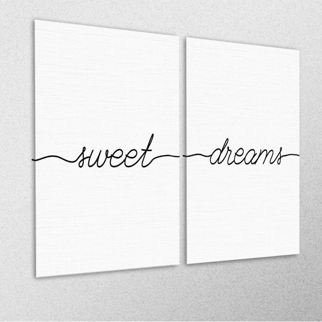 Πίνακας σε καμβά Sweet dreams minimal, δίπτυχος