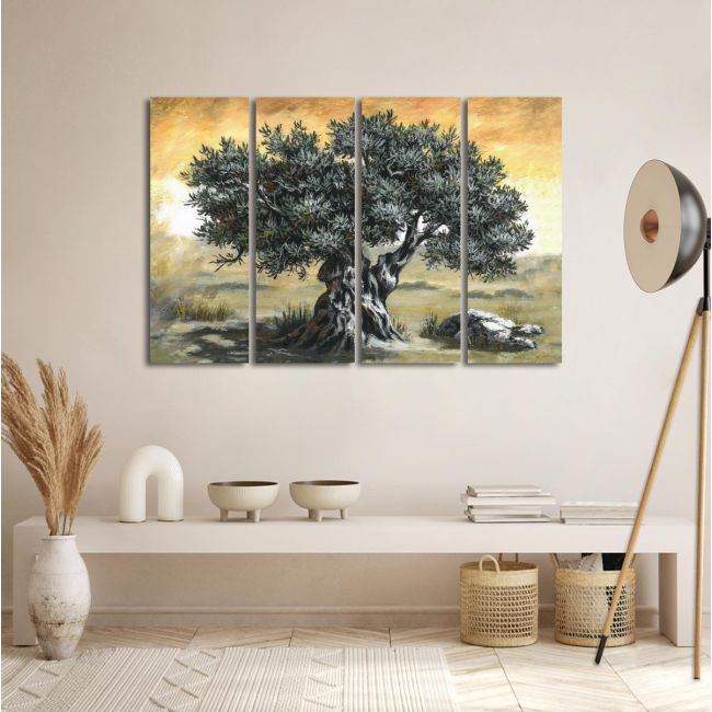 Canvas print Olive tree, four panels